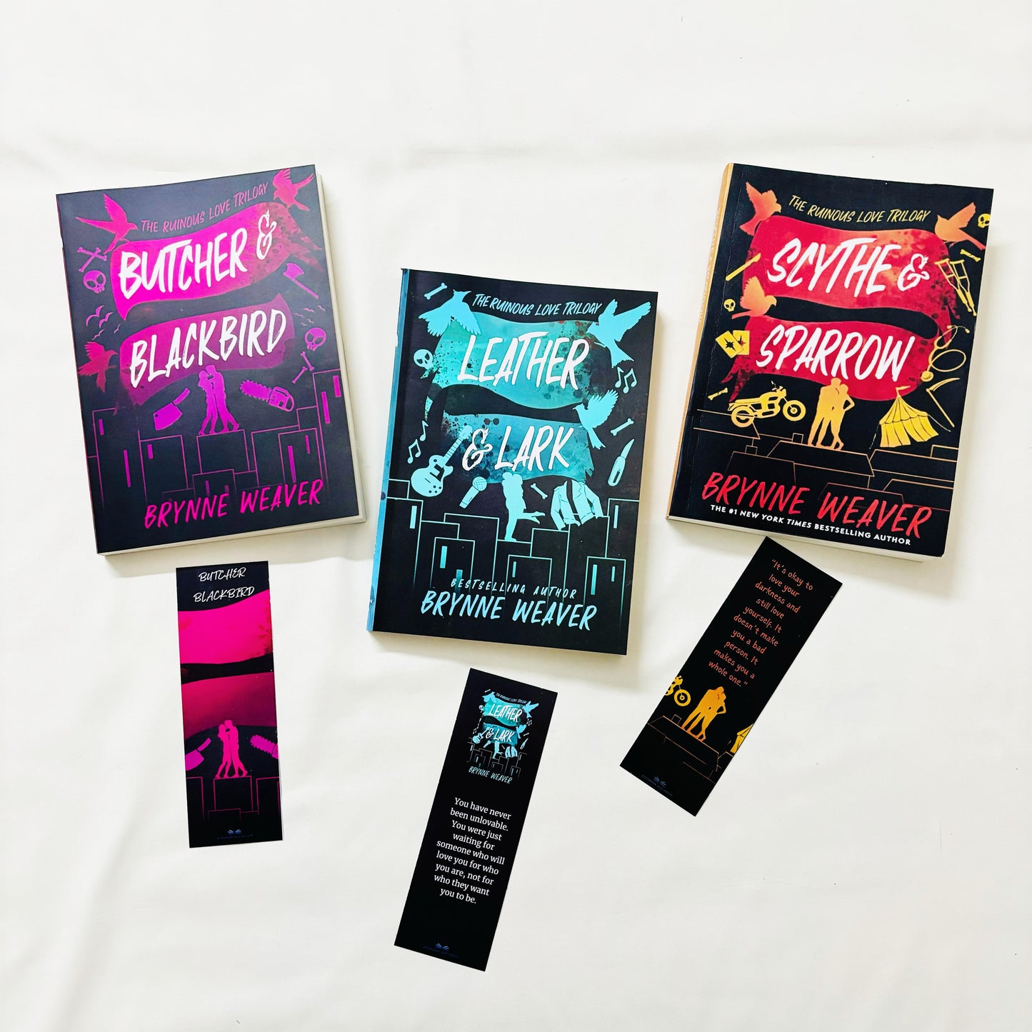 The Ruinous Love Trilogy (Butcher & Blackbird, Leather & Lark, Scythe & Sparrow ) by Brynne Weaver