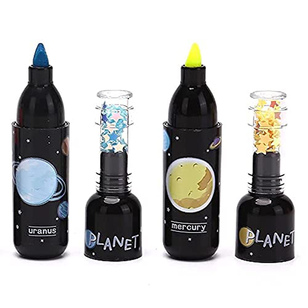 Space Theme Bottle Shape Highlighters | Set Of 6 | Planet Theme