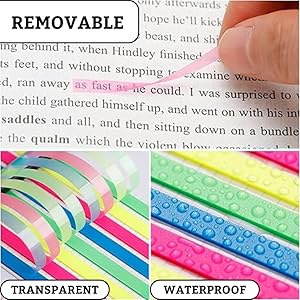 Transparent Long Page Neon Highlighter Strips Sticky Index Tabs Multicolor 160 Sheets (Pack of 2)