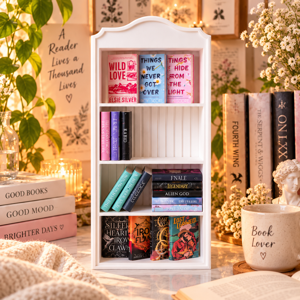 Mini Bookshelf for Book Lovers – Aesthetic Miniature Book Organizer & Desk Decor
